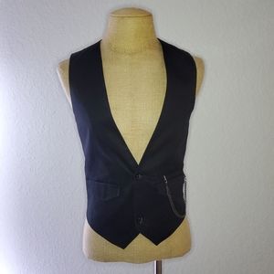 G by Guess XS black Mens 2 button Vest w chain